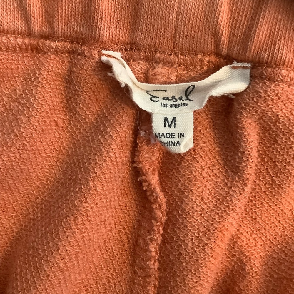 Easel Terracotta  Wide Leg Cotton Pants, M - Picture 3 of 5